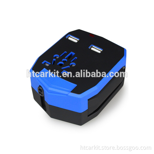Universal Travel Adapter, All in One World Wide AC Wall Charger (US / UK / EU / AU) with 2.1A 2USB car Charging Port